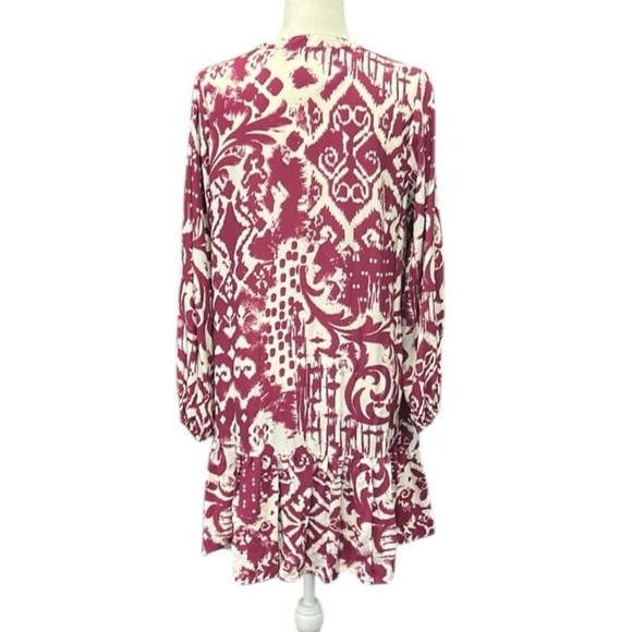 Zara Printed V-Neck Long Sleeve Ruffle Dress Women’s Size Small - Picture 14 of 15